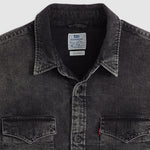 Black denim shirt with Levi's label on a light gray background