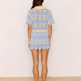 Solange Knit Top - Sky Blue/Beige