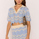 Solange Knit Mini Skirt - Sky Blue/Beige