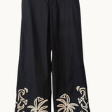 Palm Embroidered Pant - Black