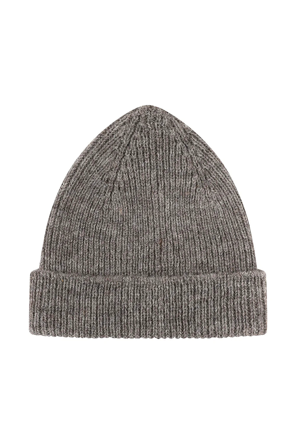 Gray knit beanie on a white background