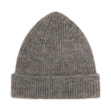 Gray knit beanie on a white background