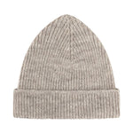 Gray knit beanie on a white background
