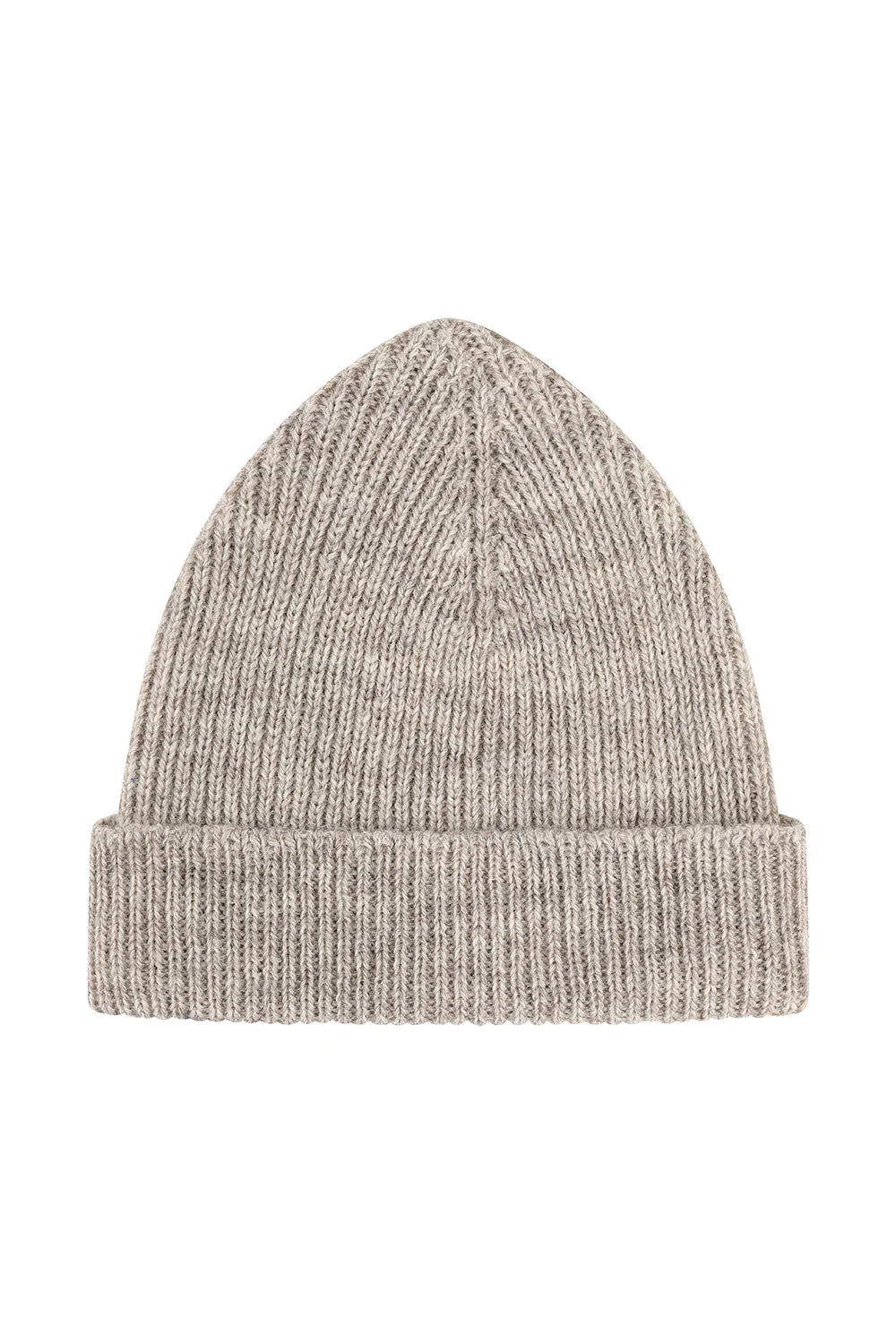 Gray knit beanie on a white background